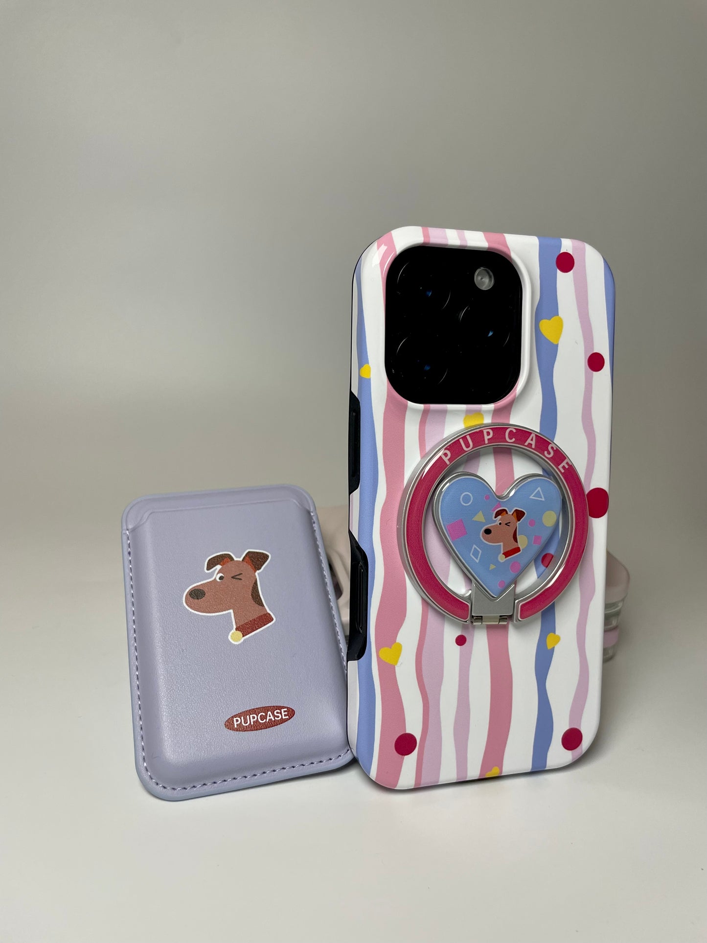 MagSafe Heart Phone Grip – Cute Airedale Dog with Stainless Steel Ring Stand