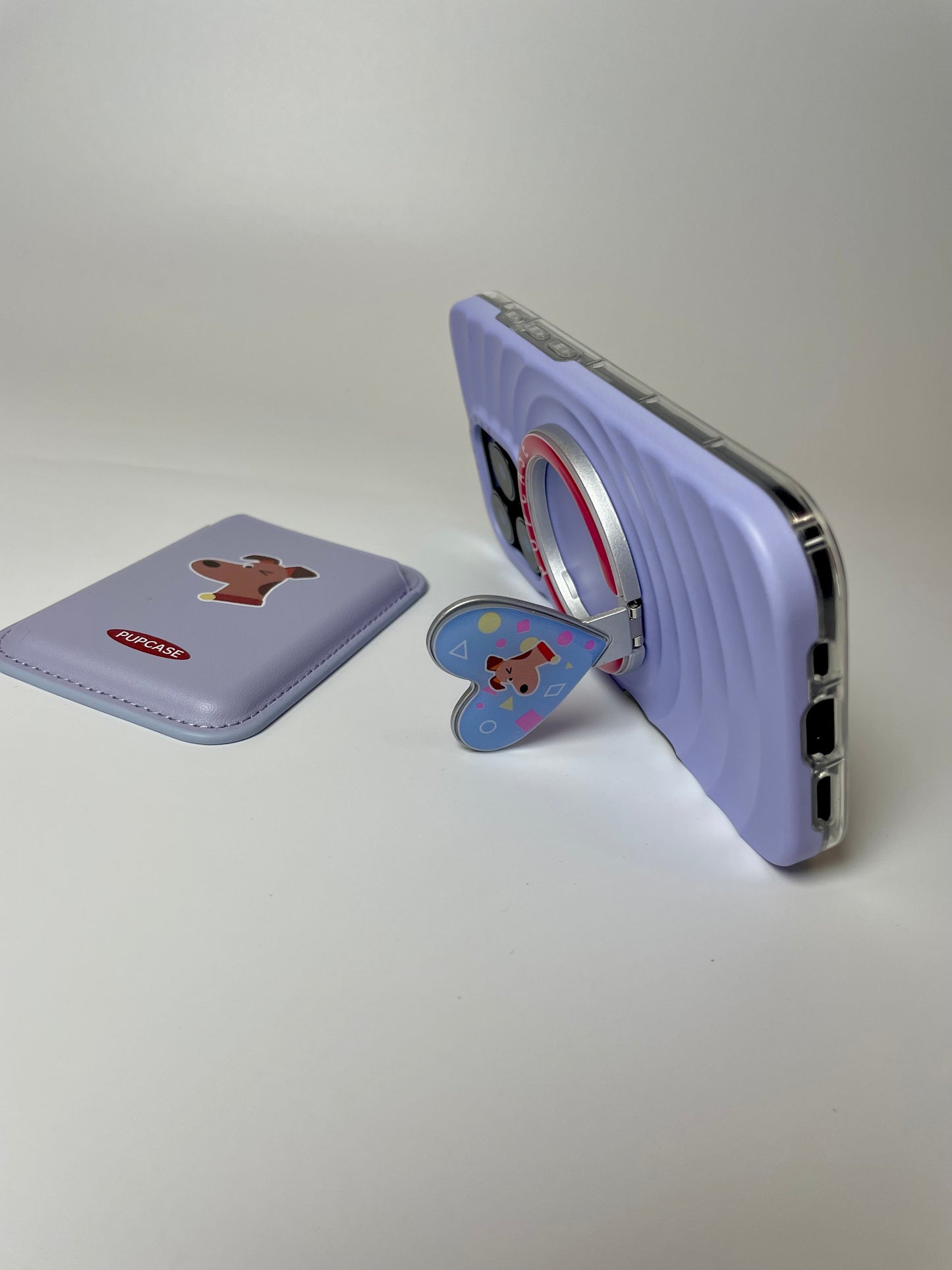 MagSafe Heart Phone Grip – Cute Airedale Dog with Stainless Steel Ring Stand