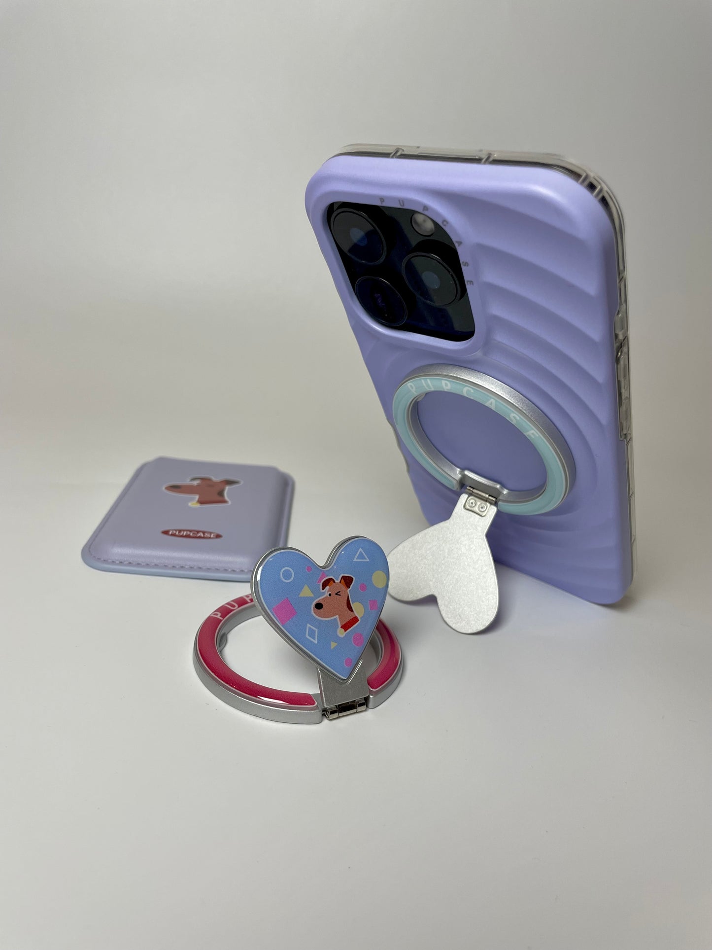 MagSafe Heart Phone Grip – Cute Airedale Dog with Stainless Steel Ring Stand