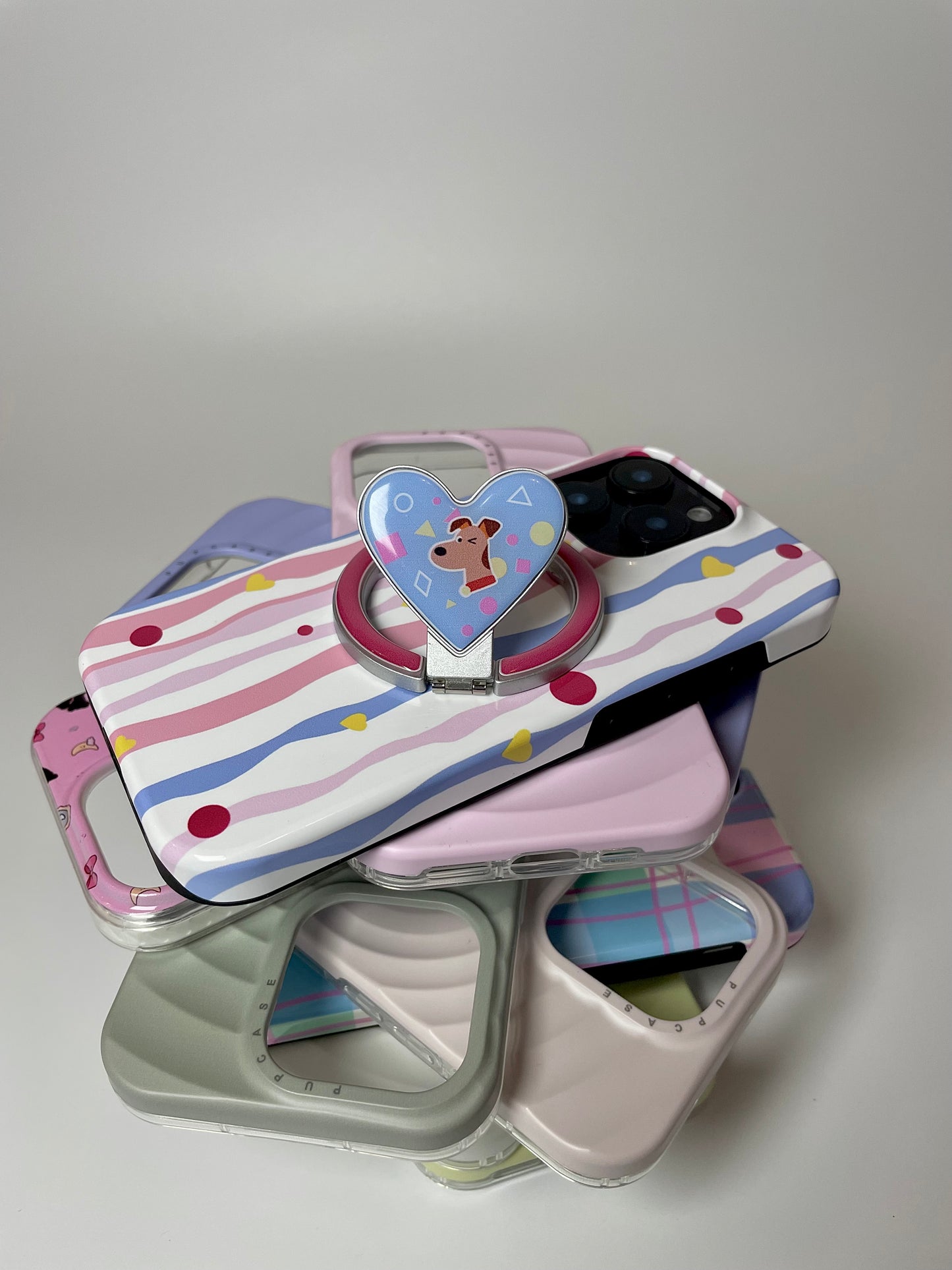 MagSafe Heart Phone Grip – Cute Airedale Dog with Stainless Steel Ring Stand