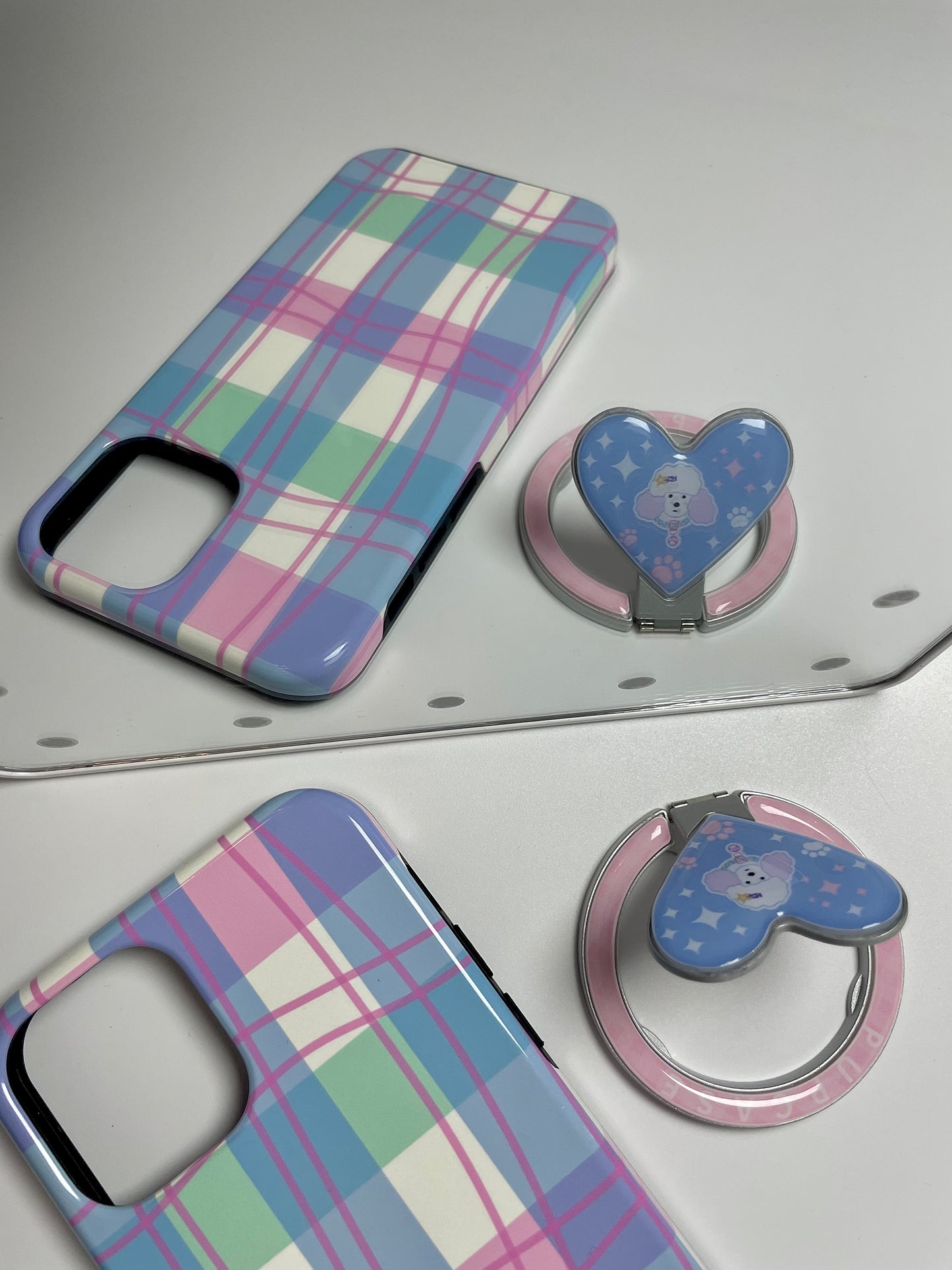 MagSafe Heart Phone Grip – Cute Poodle Dog with Stainless Steel Ring Stand