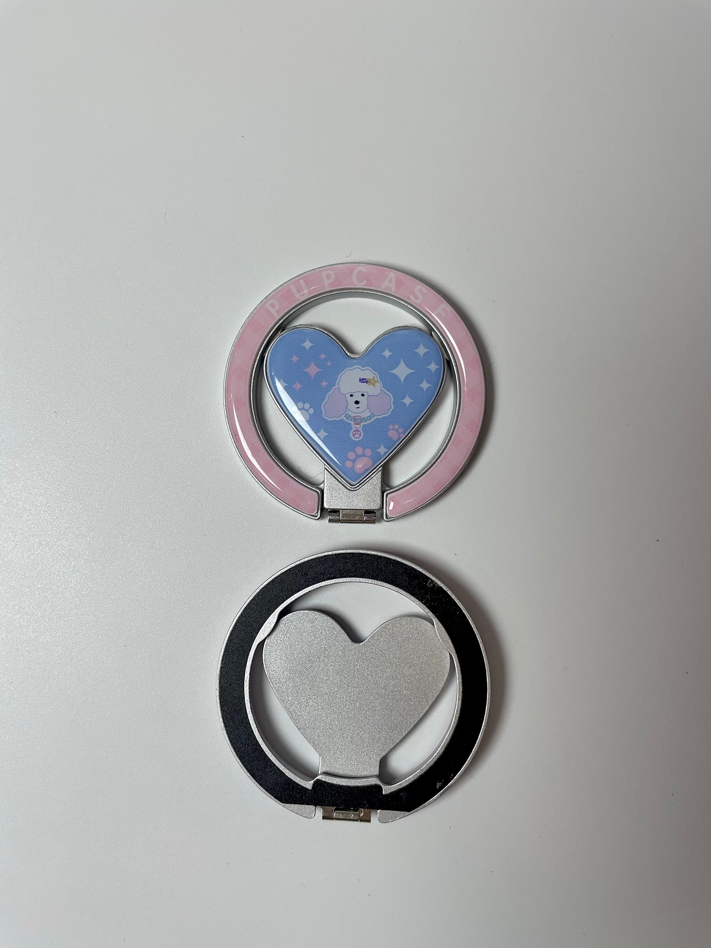 MagSafe Heart Phone Grip – Cute Poodle Dog with Stainless Steel Ring Stand