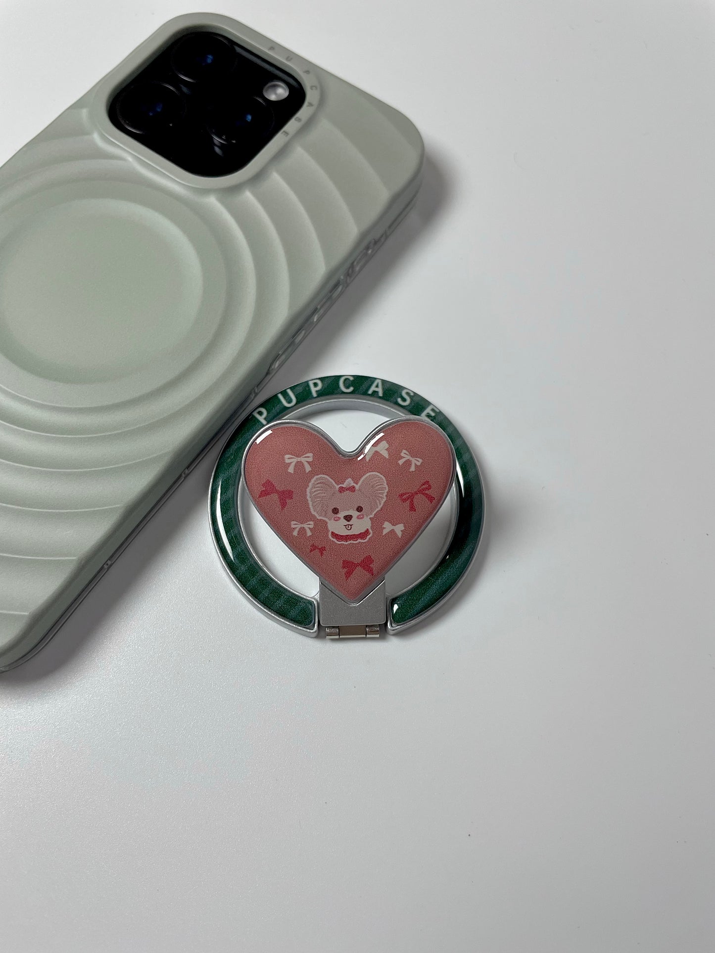 Christmas Special MagSafe Heart Phone Grip – Cute Yorkshire Terrier Dog with Stainless Steel Ring Stand