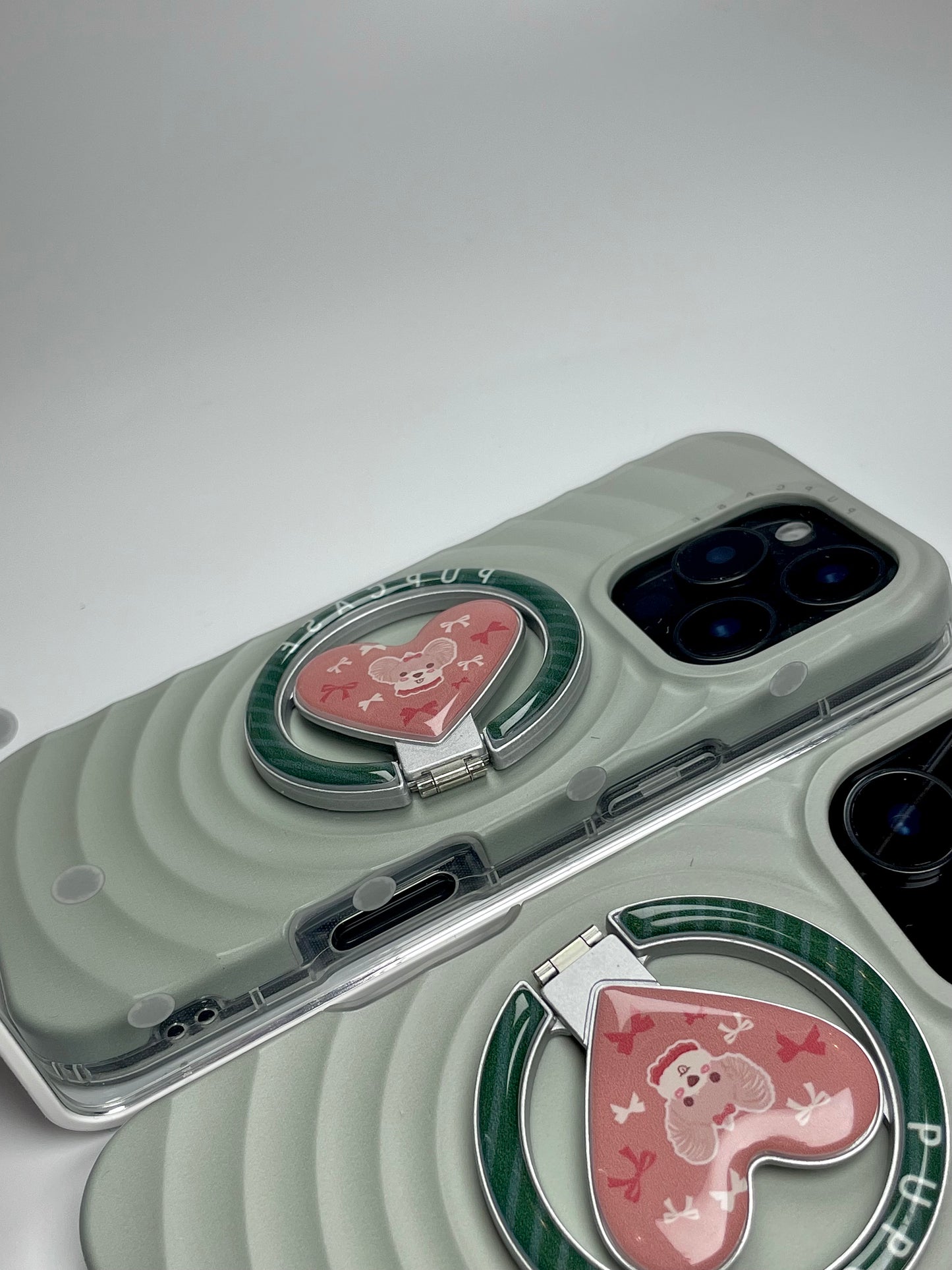 Christmas Special MagSafe Heart Phone Grip – Cute Yorkshire Terrier Dog with Stainless Steel Ring Stand