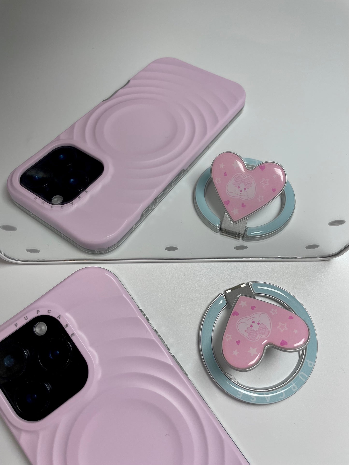 MagSafe Heart Phone Grip – Cute Maltese Dog with Stainless Steel Ring Stand