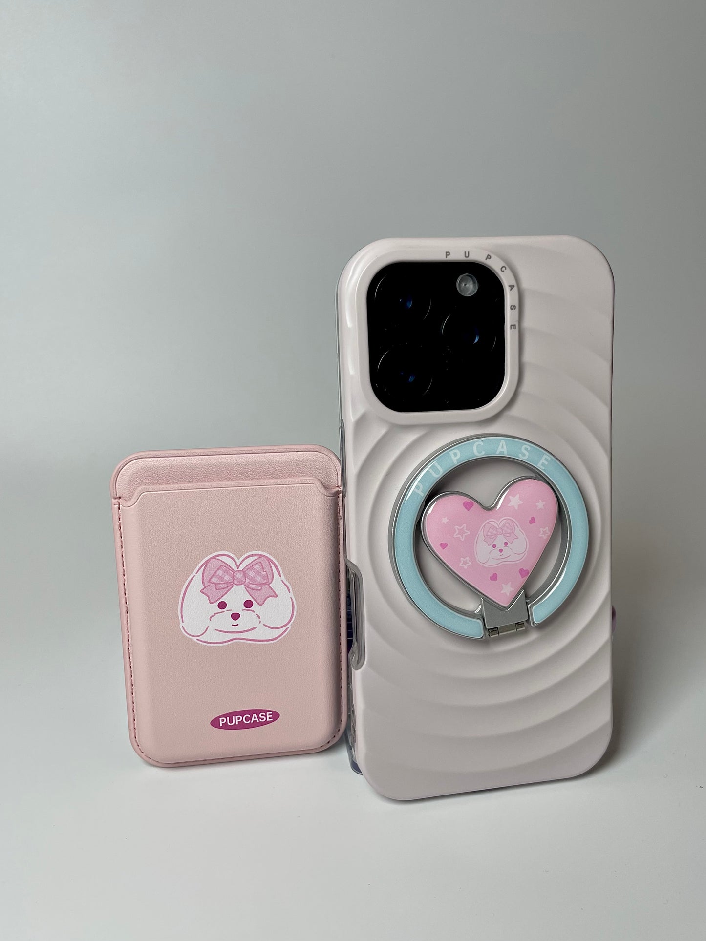 MagSafe Heart Phone Grip – Cute Maltese Dog with Stainless Steel Ring Stand