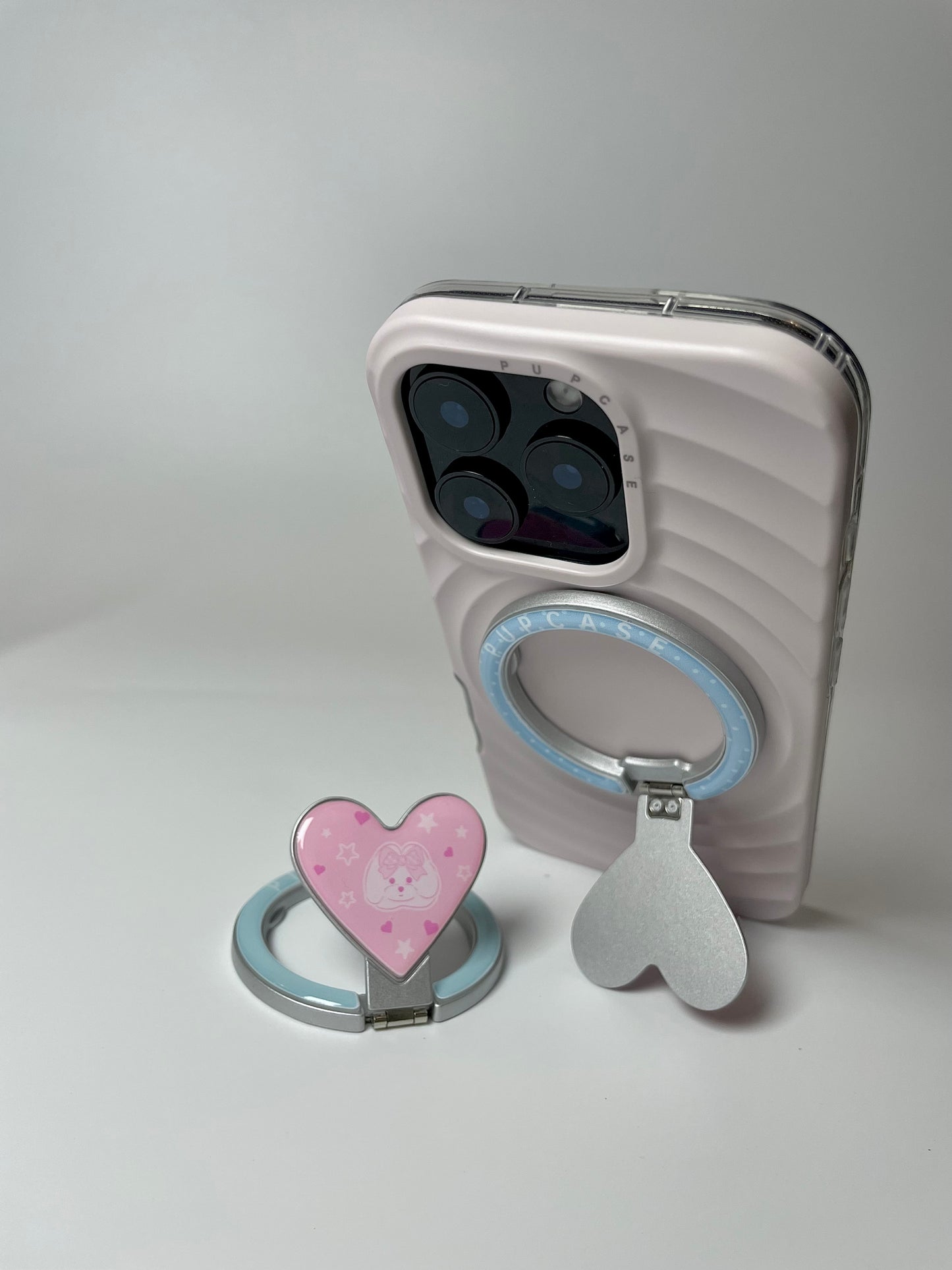 MagSafe Heart Phone Grip – Cute Maltese Dog with Stainless Steel Ring Stand