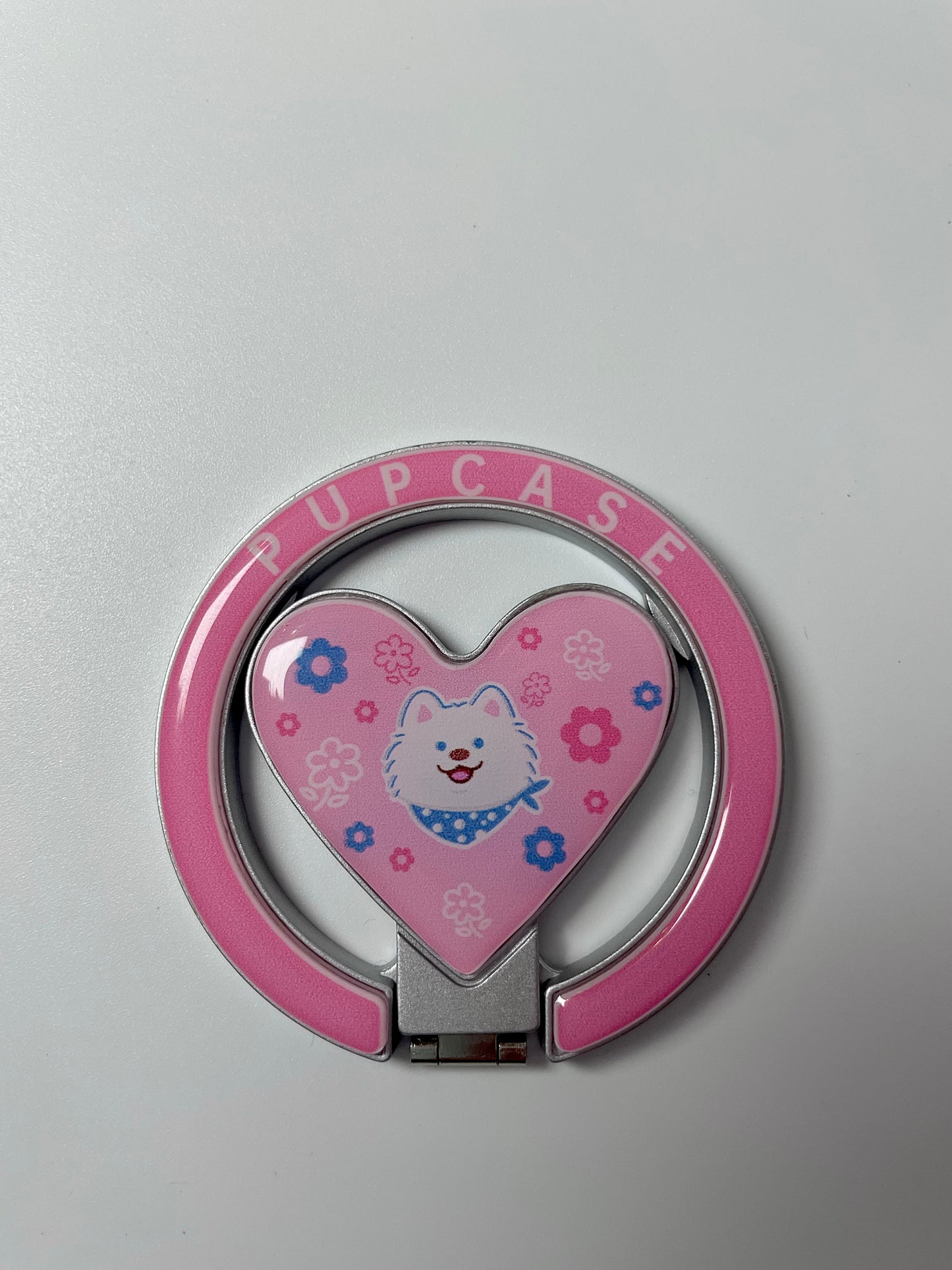 MagSafe Heart Phone Grip – Cute Samoyed Dog with Stainless Steel Ring Stand