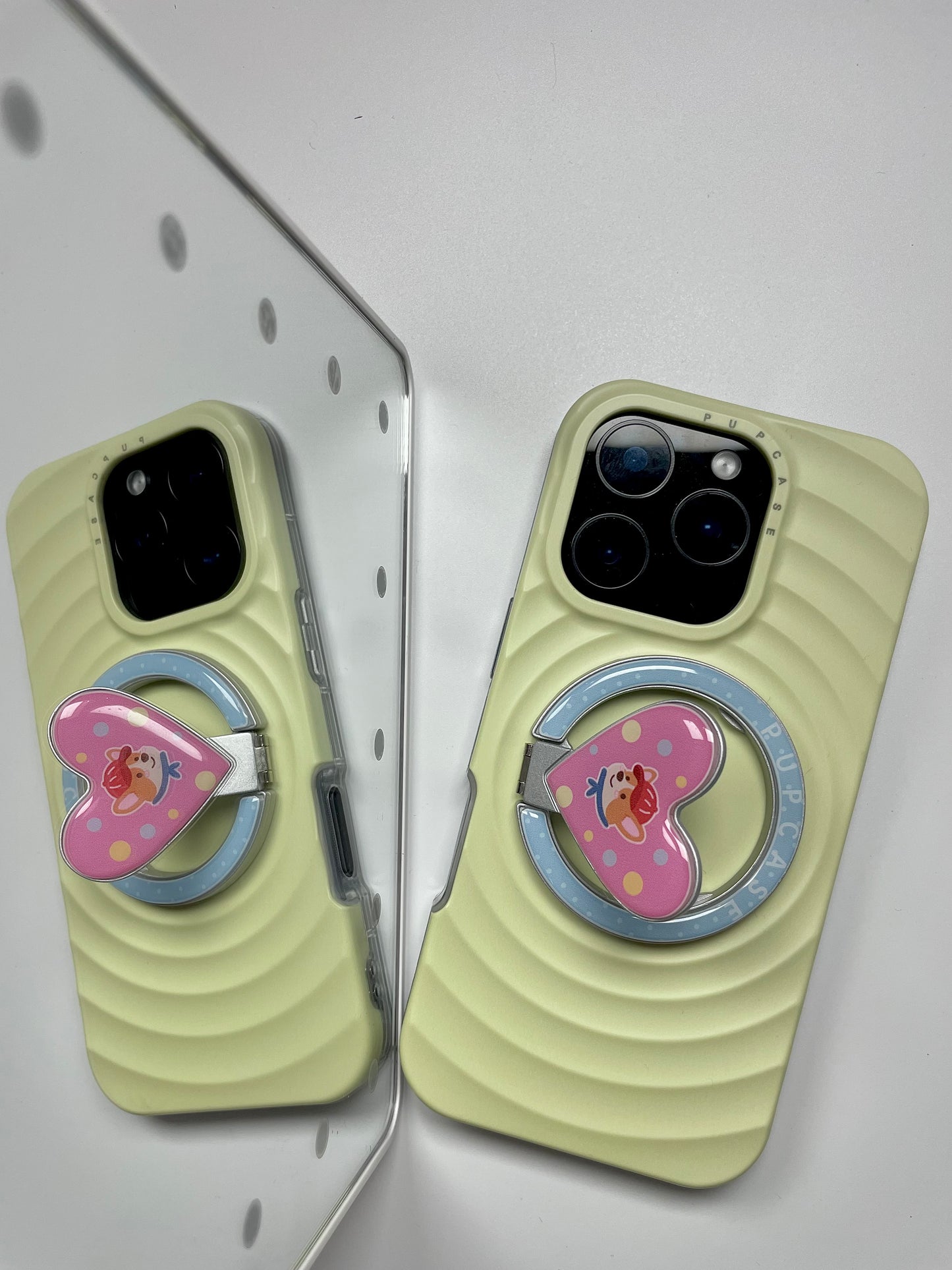 MagSafe Heart Phone Grip – Cute Corgi Dog with Stainless Steel Ring Stand