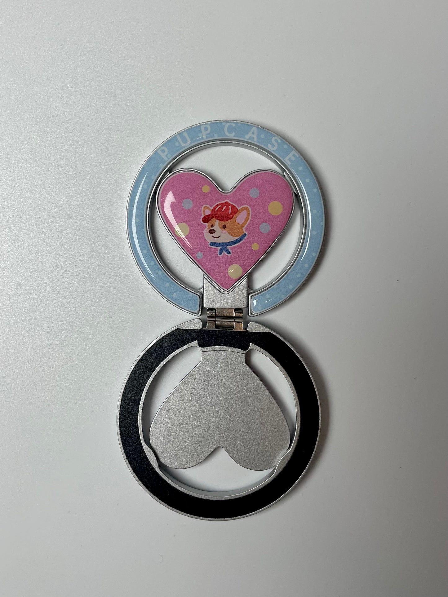 MagSafe Heart Phone Grip – Cute Corgi Dog with Stainless Steel Ring Stand