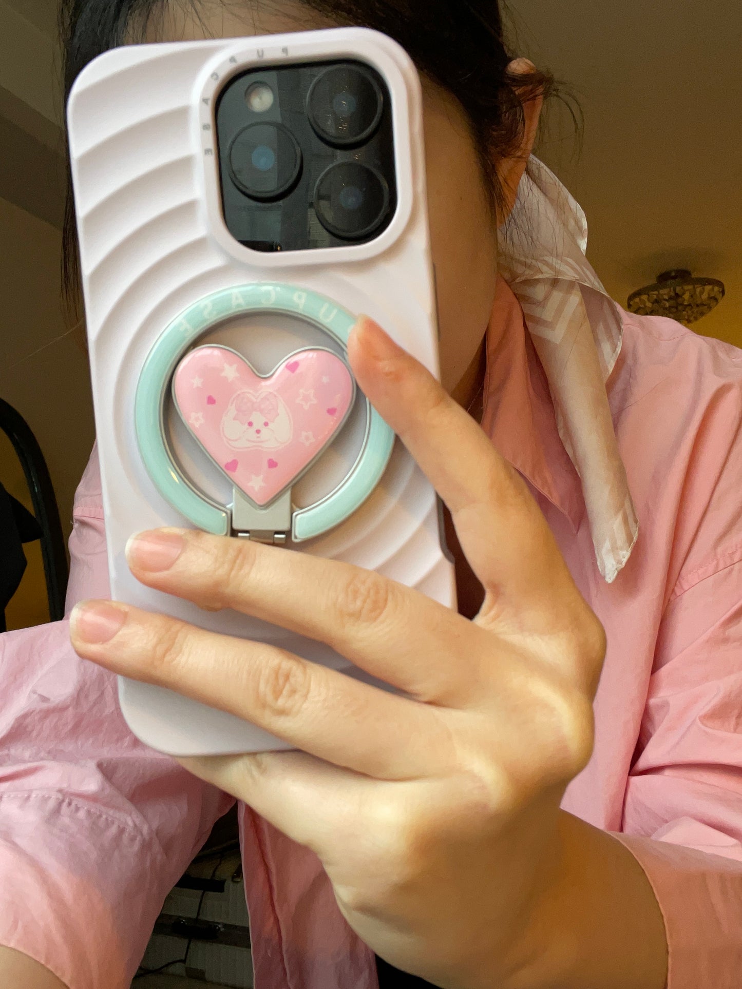 MagSafe Heart Phone Grip – Cute Maltese Dog with Stainless Steel Ring Stand