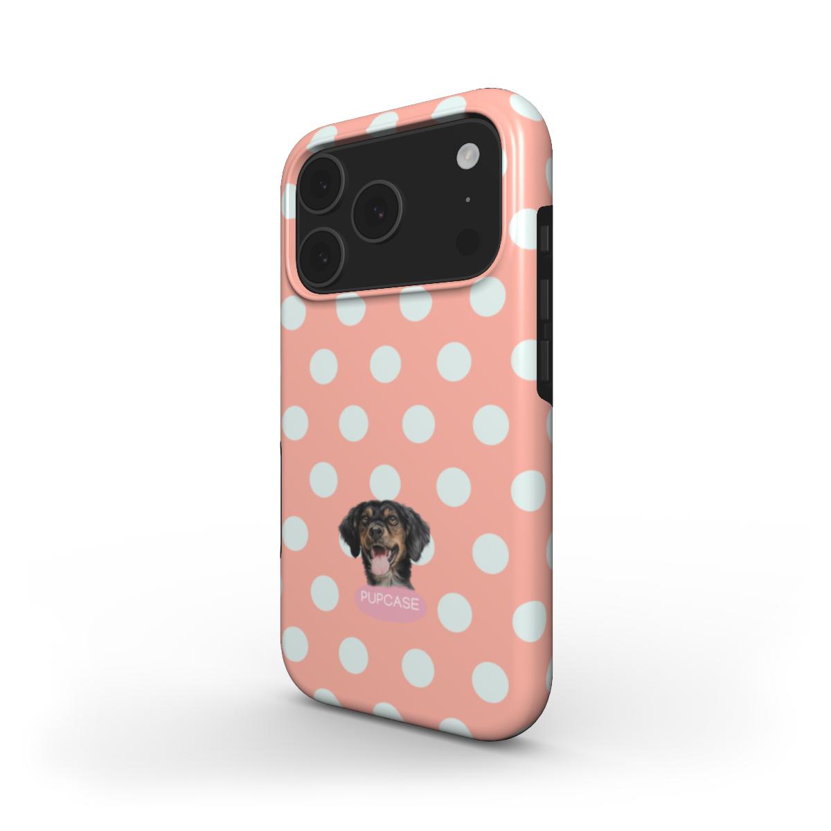 Personalised Memory Phone Case | Pink Peach Lemonade Polka Dot