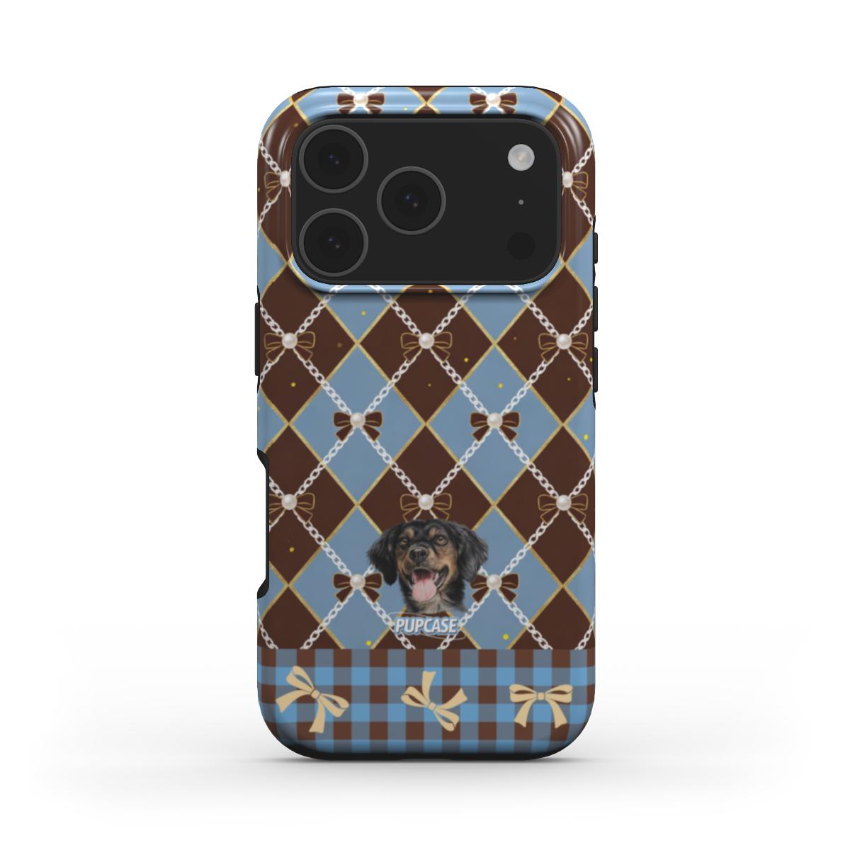 Personalised Memory Phone Case | Pearl Ribbon Argyle