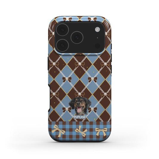 Personalised Memory Phone Case | Pearl Ribbon Argyle