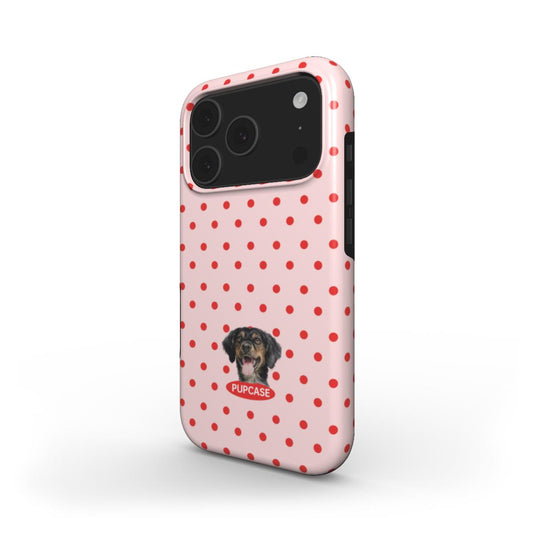 Personalised Memory Phone Case | Strawberry Soda Polka Dot