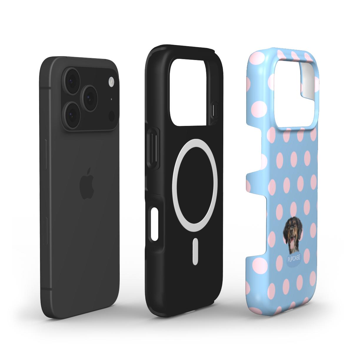 Personalised Memory Phone Case | Blueberry Milkshake Polka Dot