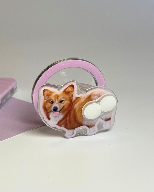Corgi MagSafe phone grip on iPhone