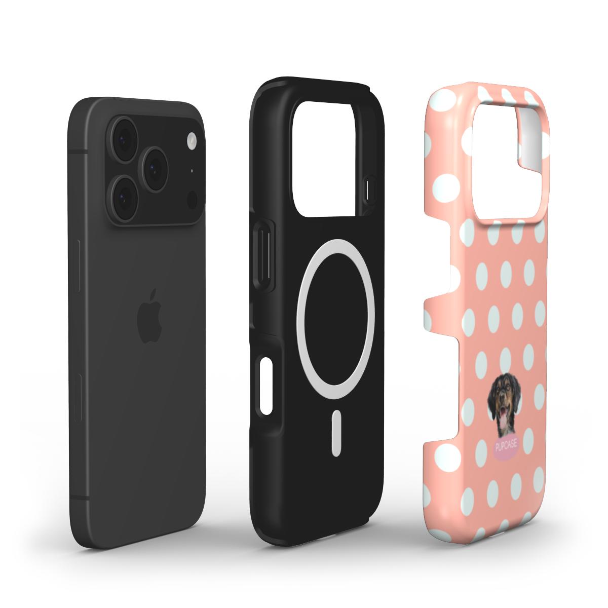Personalised Memory Phone Case | Pink Peach Lemonade Polka Dot