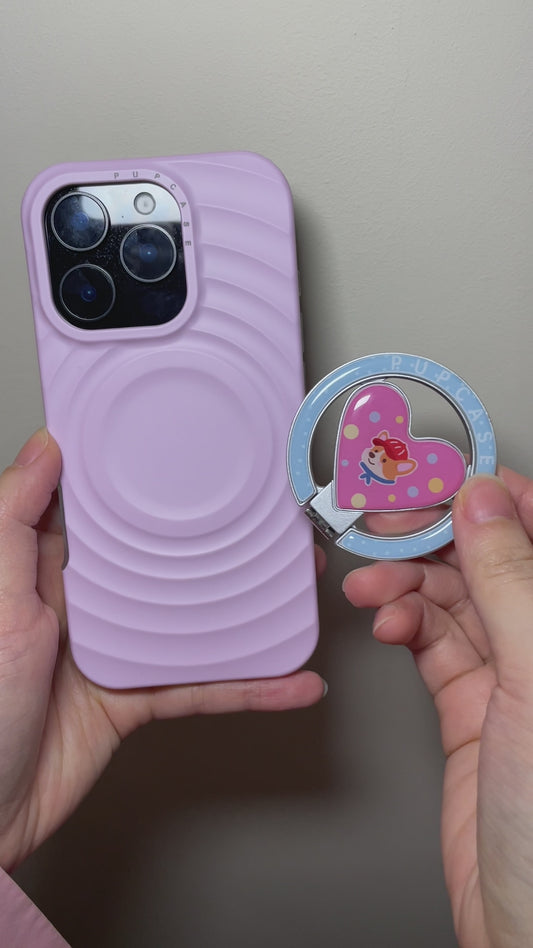 MagSafe Heart Phone Grip – Cute Corgi Dog with Stainless Steel Ring Stand