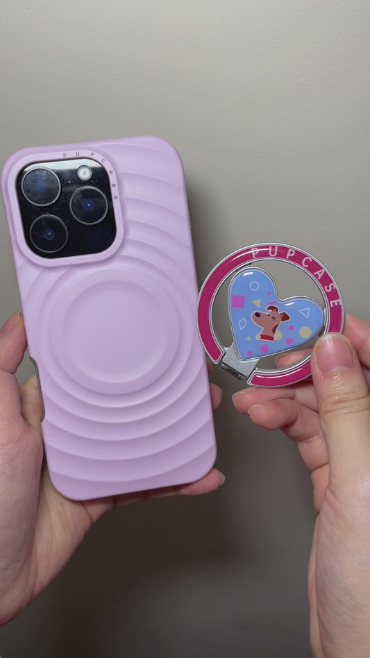 MagSafe Heart Phone Grip – Cute Airedale Dog with Stainless Steel Ring Stand