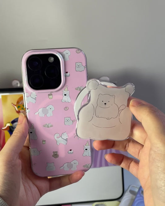 Snowy Cozy Westie PupGrip - Magnetic MagSafe Phone Grip and Stand for iPhone