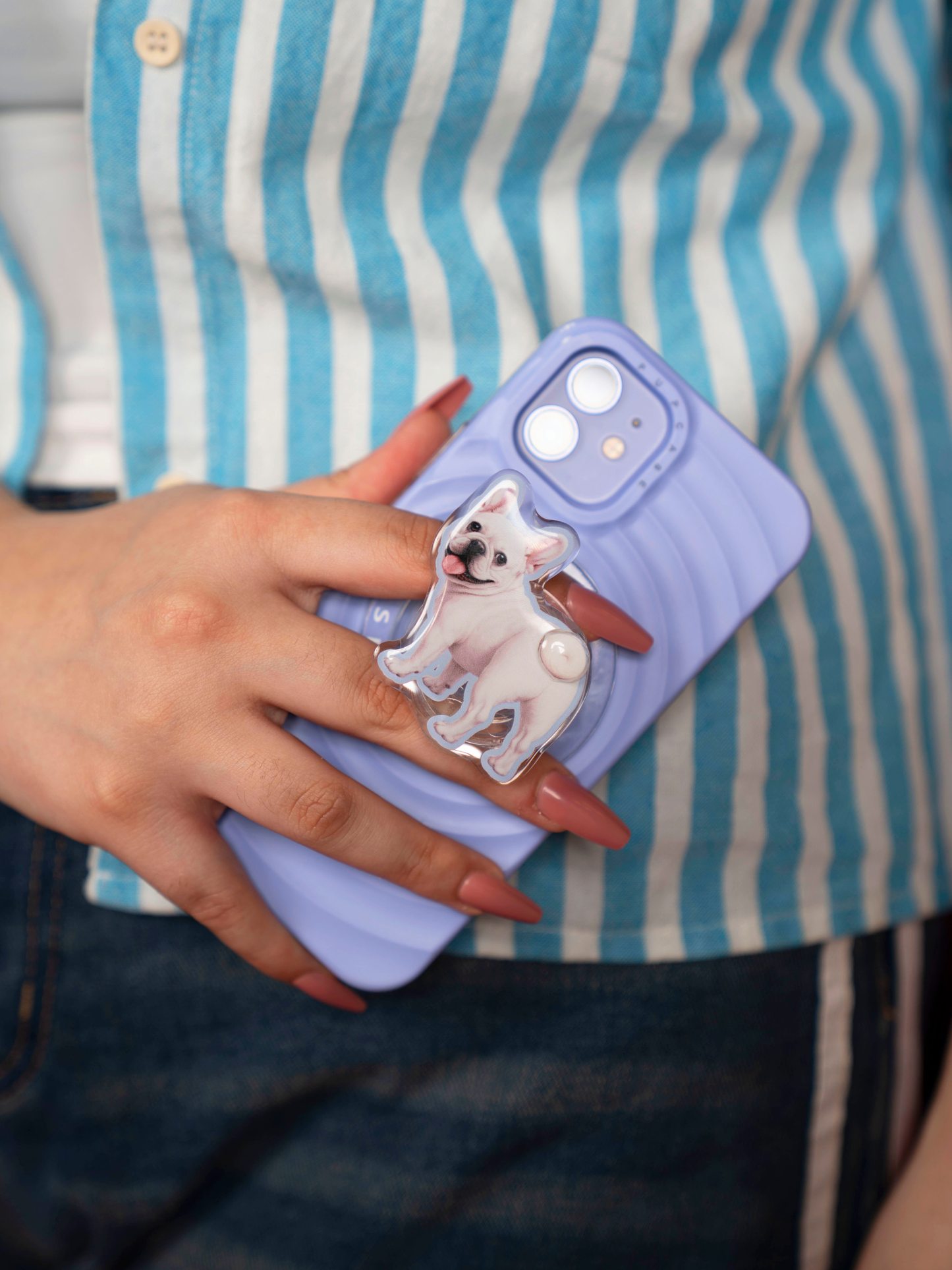 Lavender Blue MagSafe Compatible iPhone Case – Minimal Wavy Design